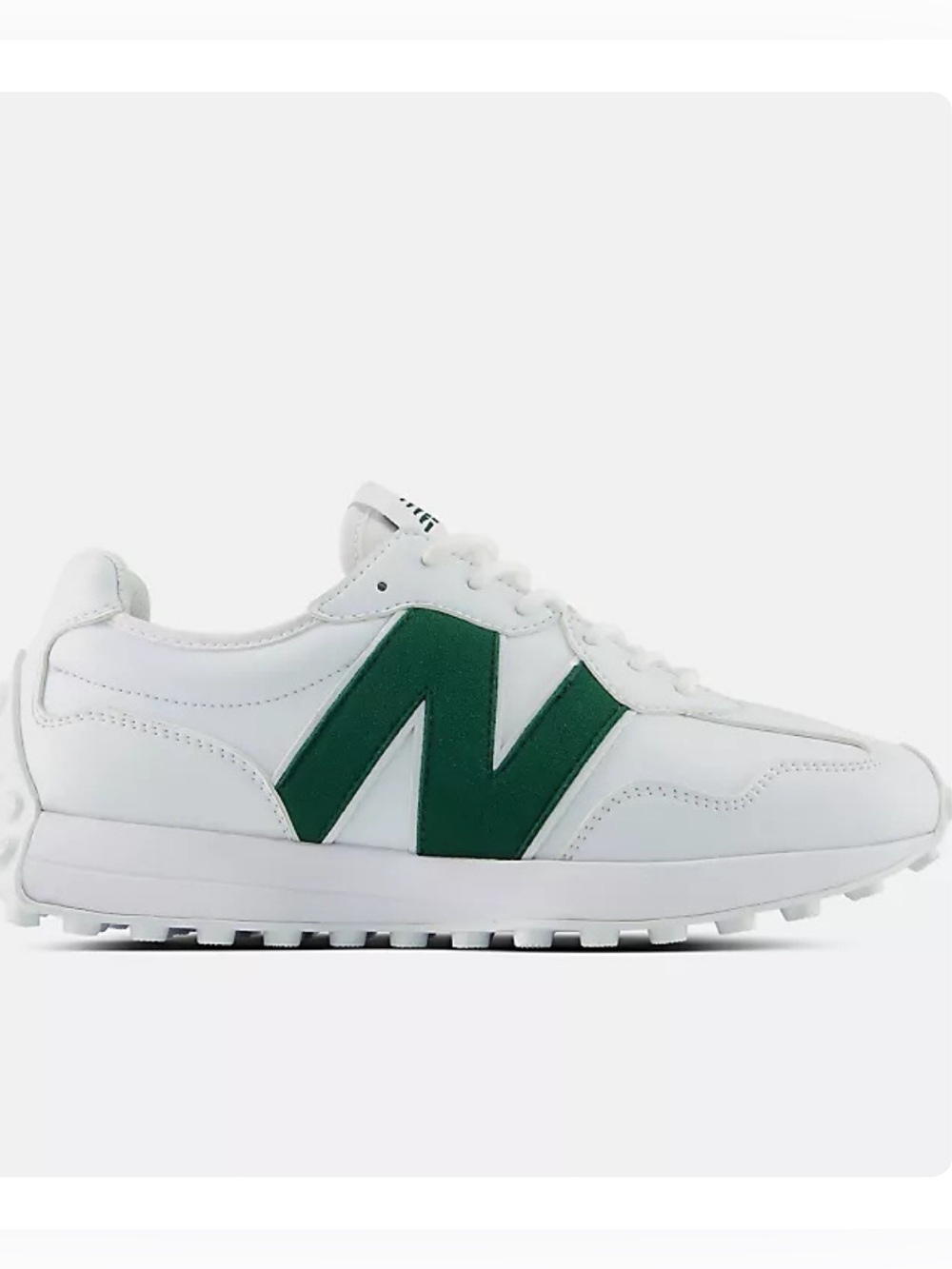 New Balance 327 White Leather Waterproof Sneakers Green Logo BNWT 9W Luxury Shoe